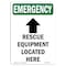 Signmission OSHA Emergency Sign, 24" H, Aluminum, Rescue Equipment Located Here, Portrait, EM-A-1824-V-10535 OS-EM-A-1824-V-10535 - alternate 1